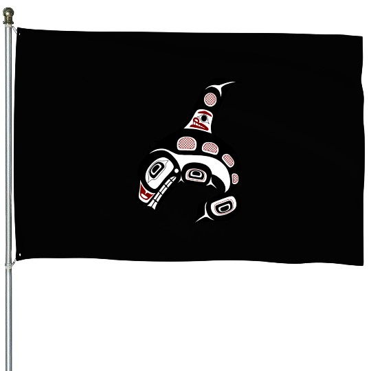 Native American Red Black Haida Orca Killer Whale House Flags