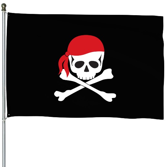 White Skull & Crossbones House Flags