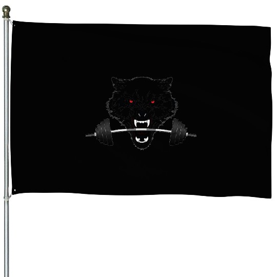 weight lifting wolf clear House Flags