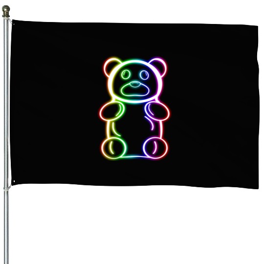Neon Rainbow Gummy Bear House Flags