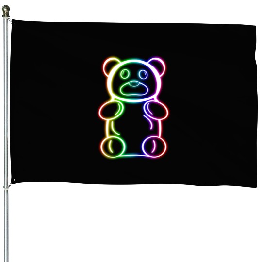 Neon Rainbow Gummy Bear House Flags