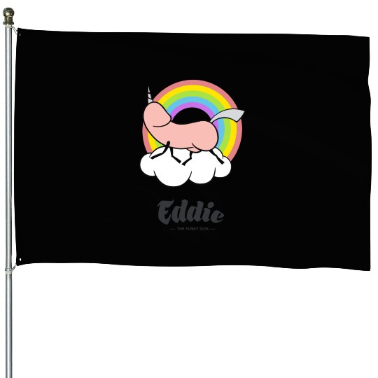 Eddie Funky Unicorn Dick House Flags