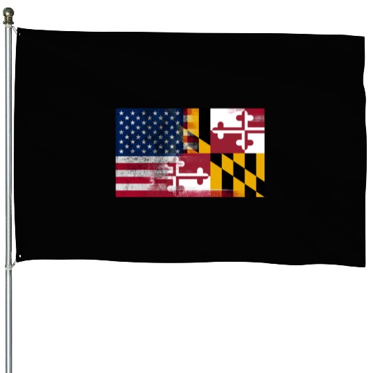 Maryland American Flag Fusion House Flags