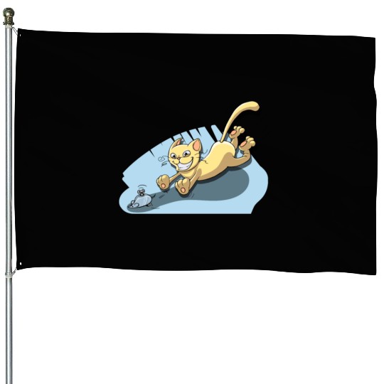 Cat Running After Rat - Tom and Jerry Illustration House Flags