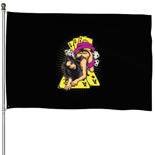 Sexy-girl-cards-aces-poker-game-cartoon House Flags