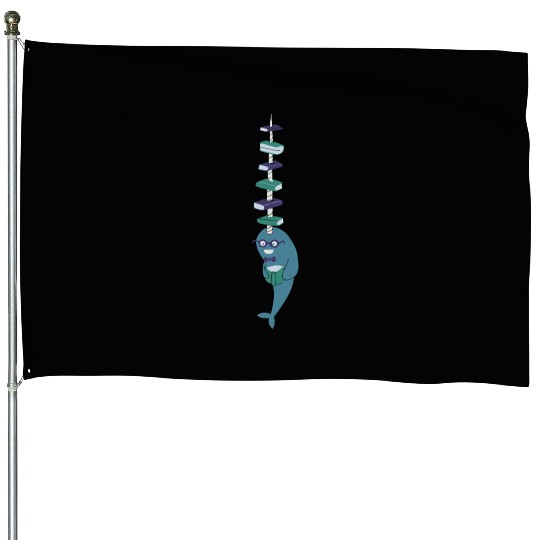 Never Give a Narwhal a Library Card House Flags