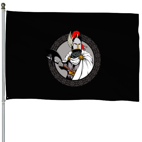 ancient warrior Sparta ax helmet raincoat pattern House Flags