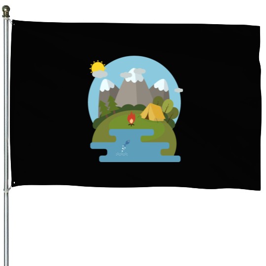 camping nature House Flags