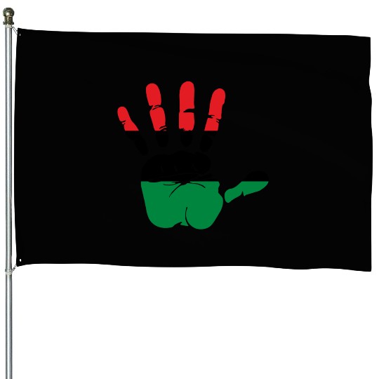 Pan African Flag Hand Print Sign Afro- American House Flags