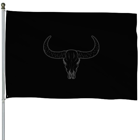 buffalo skull House Flags