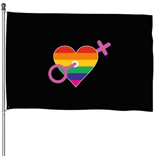 Rainbow heart female House Flags