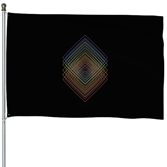 Geometric colored squared echo lineart House Flags