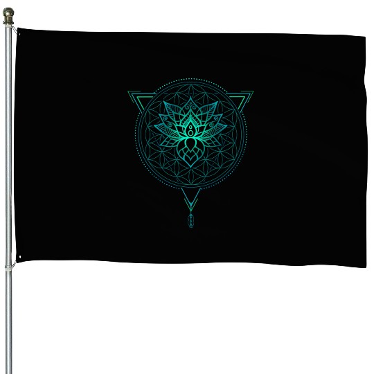 Lotus of Life Mandala in Geometric House Flags