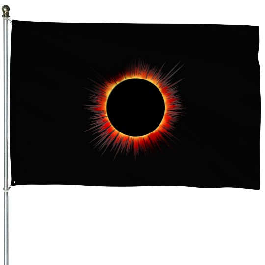 Solar Eclipse Flare Burst Cartoon House Flags