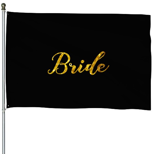 Perfect Brides Crew Bachelorette Party with golden House Flags