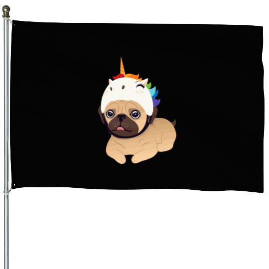 unicorn pug House Flags