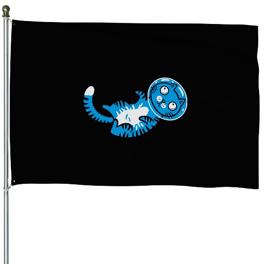 Space cat House Flags