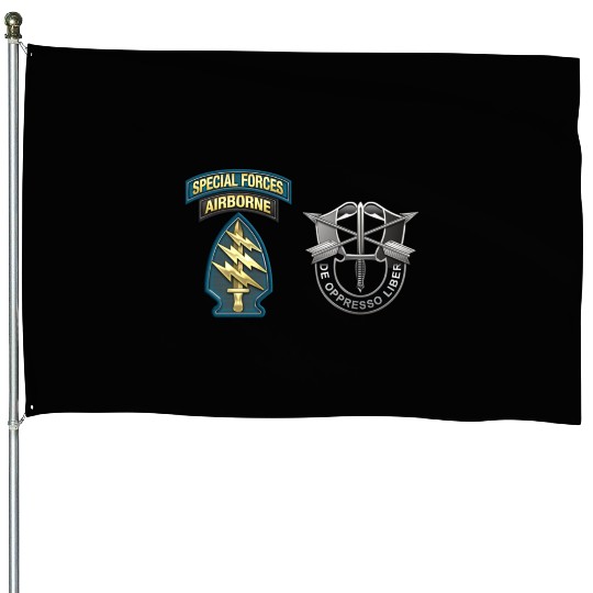 U S Army Special Forces Green Berets SSI DUI House Flags