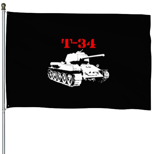 T 34 Soviet Russin World War II Tank House Flags
