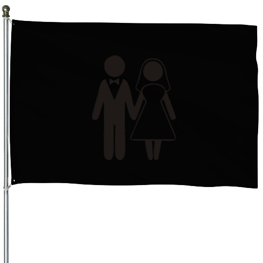 Bride And Groom Silhouette House Flags