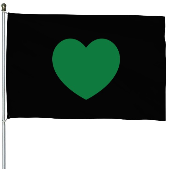 Dark Green Heart House Flags