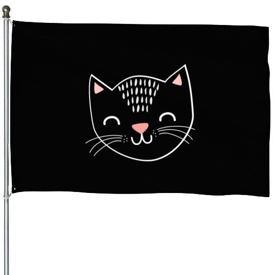 cat face cute gift love cuddle pet relax animal House Flags