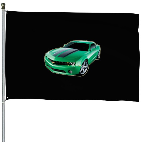 GREEN CHEVY CAMARO House Flags