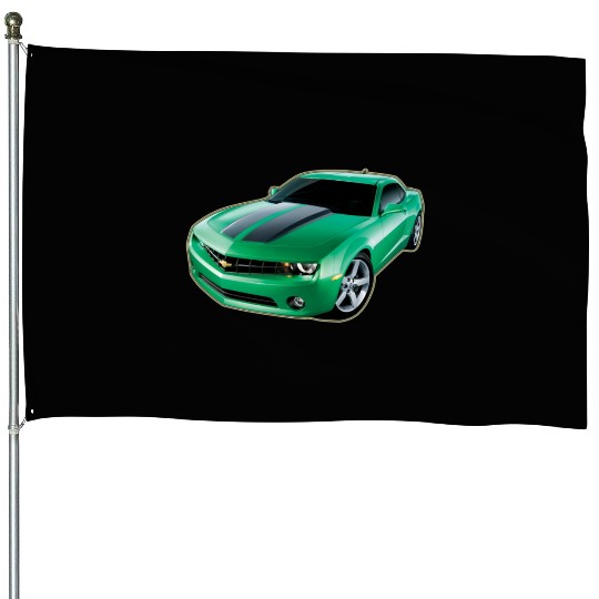 GREEN CHEVY CAMARO House Flags