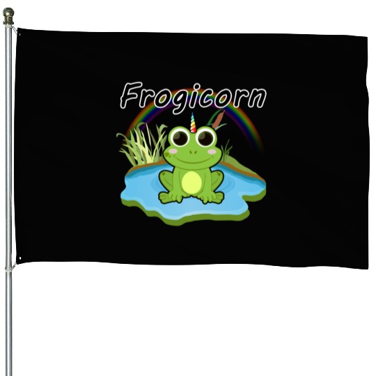 FROGICORN frog unicorn fantasy animal cute kids birthday gift House Flags