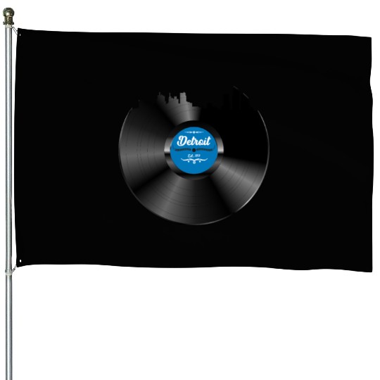 Detroit Vinyl Skyline Record Music Lover House Flags
