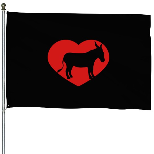 i love love heart donkey horse pony small packelse House Flags