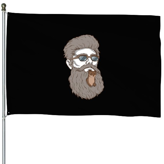 Beard Weasel Funny Beard Design House Flags