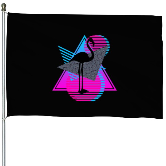 vaporwave aesthetics FLAMINGO 80s retro triangle House Flags