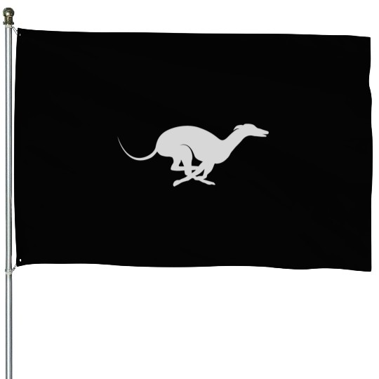 Light Grey Running Greyhound X Racer Track Dog House Flags