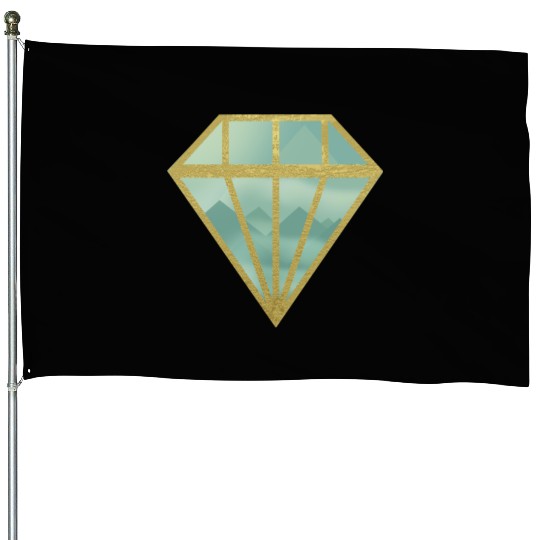 Golden Indie Diamond shape Mountain House Flags