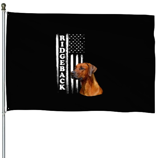 Rhodesian Ridgeback Dog with US Flag House Flags