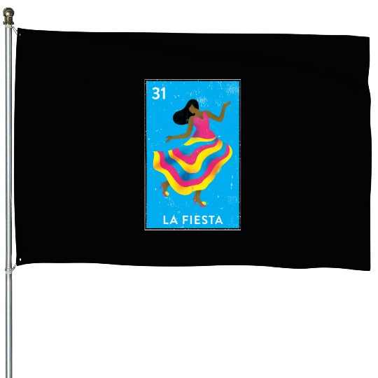 La Fiesta Mexican Loteria Bingo Card House Flags