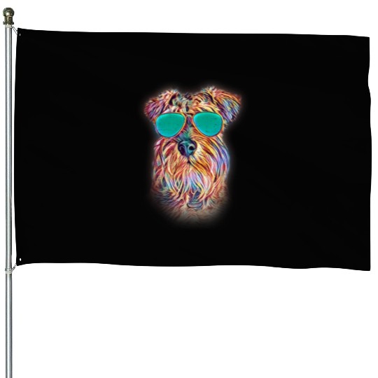 Miniature Schnauzer Colorful Neon Dog Sunglasses House Flags