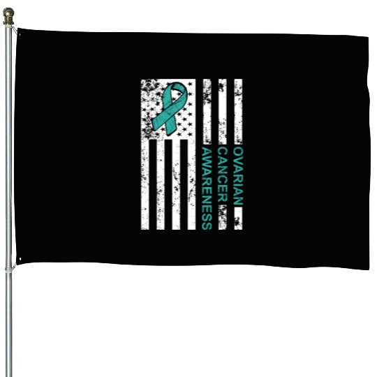 USA Flag Ovarian Cancer Awareness House Flags