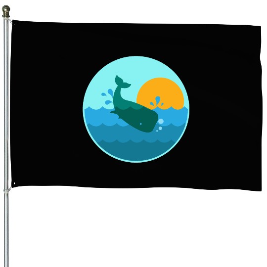 Whale Jump Sunrise Ocean Window - Gift Idea House Flags
