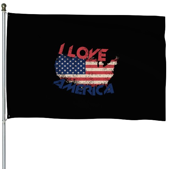 I LOVE AMERICA House Flags