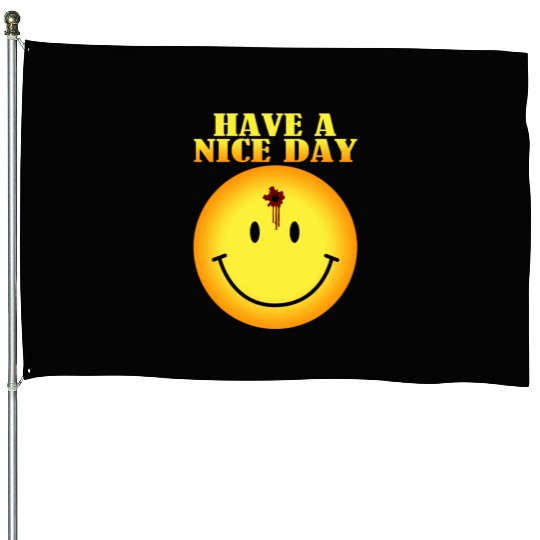 smiley face bullet hole House Flags