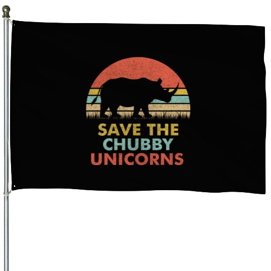 Save The Chubby Unicorns House Flags Vintage Retro