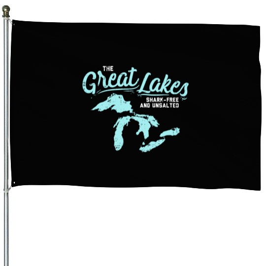 Lake The Great Lakes Silhouette USA Border Gift House Flags