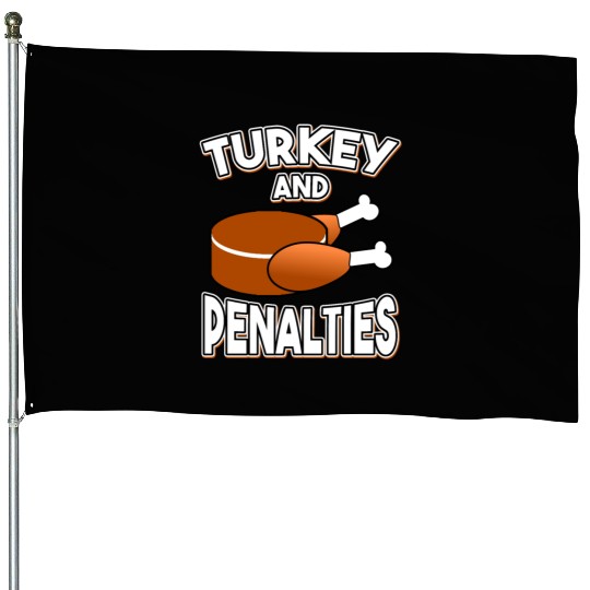 Turkey and Penalties Hockey Gift Thanksgiving House Flags