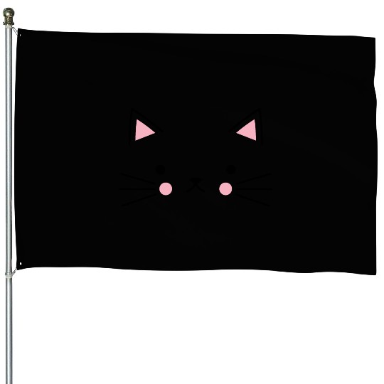 Cat Face Meow House Flags