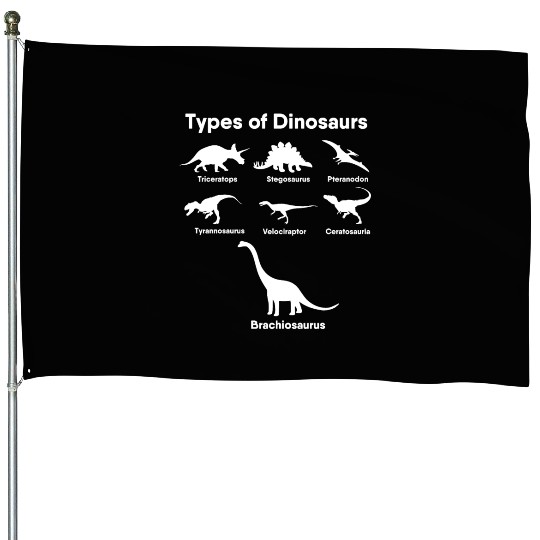 Types of Dinosaurs T-Rex Veloceraptor, Triceratops House Flags