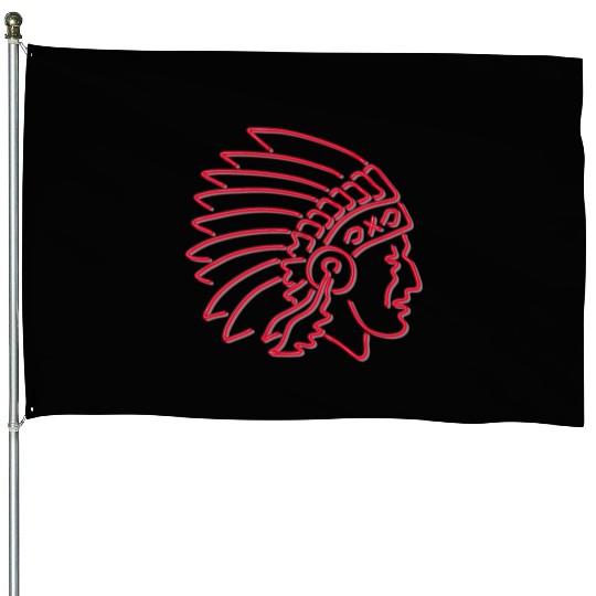 Native American Indian Chief Neon Sign House Flags
