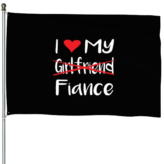 I Heart My Fiance funny lover Valentine's Day Gift House Flags