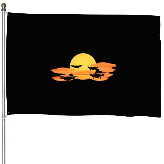 Drones in Sunset or Sunrise the Drone House Flags